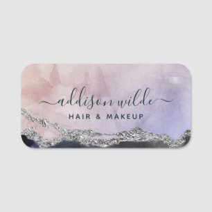 Signature Schrift Wasserfarbe Lila Schwarz Silber Namensschild