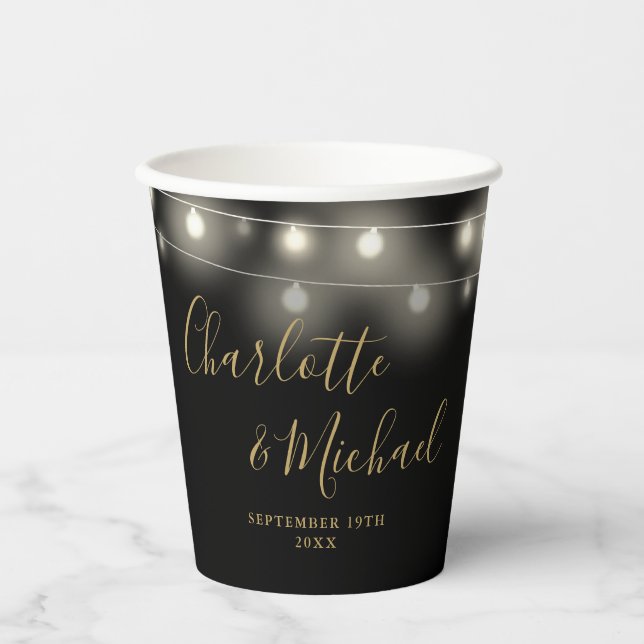 Signature-Script-Black-Gold-Hochzeit Pappbecher (Vorderseite)