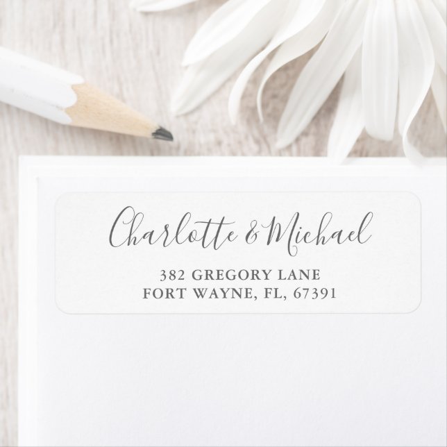 Signature Script Gray White Wedding Rücksendeadres (Insitu)