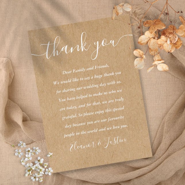 Signature Script Hochzeit rustikal Vielen Dank Platzkarte (Signature Script Wedding Rustic Thank You Place Card)