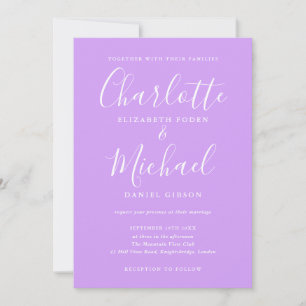 Signature Script Lavender Lilac Chic Wedding Einladung