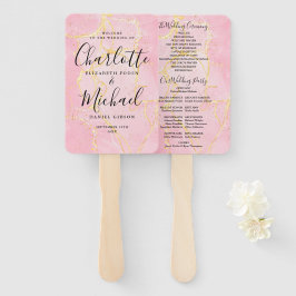 Signature Script Pink Gold Marble Wedding Programm Fächer