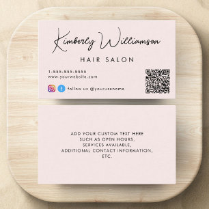Signature Script QR Code Rosa Visitenkarte