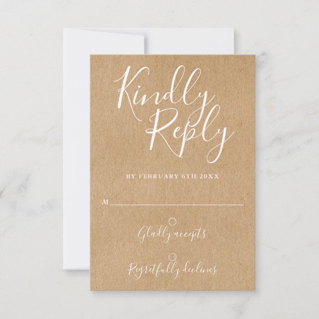 Signature Script Rustic Kraft UAWG RSVP Karte (Vorderseite)