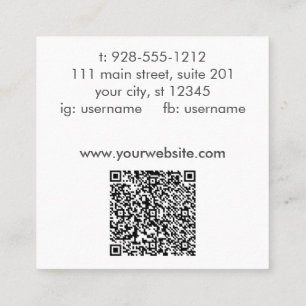 Signature Script Social Textured QR Code Salon Quadratische Visitenkarte