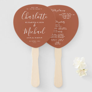 Signature Script Terracotta Wedding Program Fächer