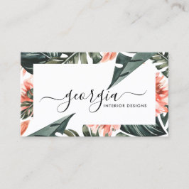 Signature Script Watercolor Tropische Vegetation Visitenkarte