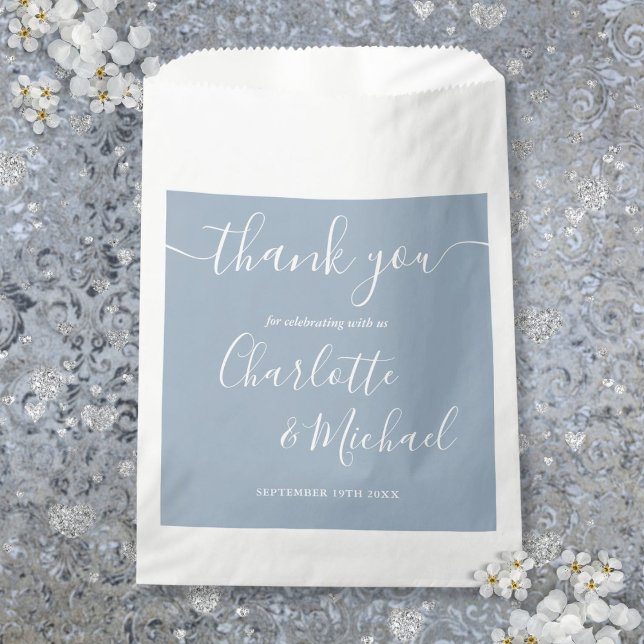 Signature Script Wedding Dusty Blue Vielen Dank Geschenktütchen (Signature Script Wedding Dusty Blue Thank You Favor Bag)