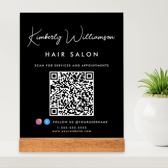 Signature-Skript-QR-Code für Geschäftsnamen Schwar Acrylschild (Von Creator hochgeladen)