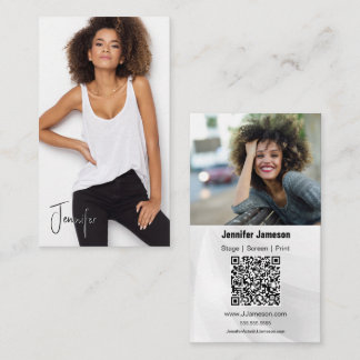Signature Talent Business Card | 2 Fotos QR-Code Visitenkarte