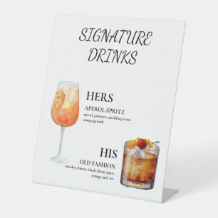 Signature trinkt seine ihr Aperol Spritz Rum&Coke Sockelschild