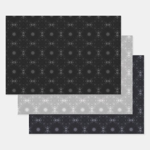 Signaturmuster Schwarz,Weiß,GrauBlau Trio Geschenkpapier Set