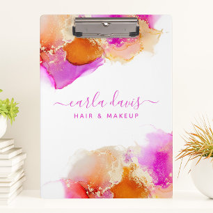 Signaturschrift Pink Orange Alcohol Tinte Klemmbrett
