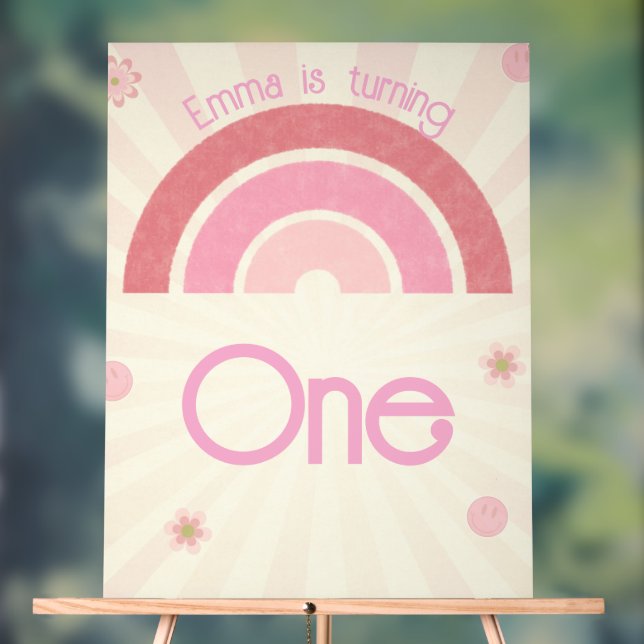 Signe acrylique d'anniversaire arc-en-ciel (Neutre)
