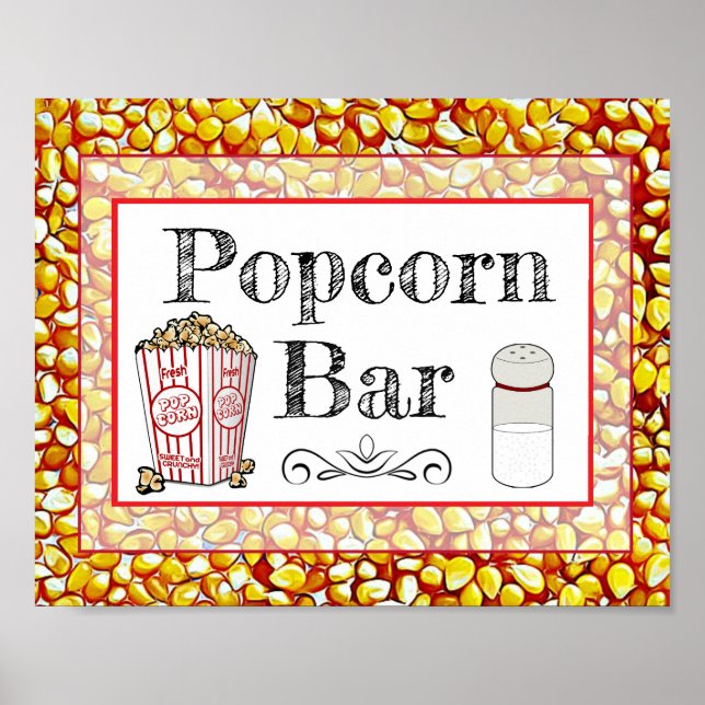 Signe affiche de mariage ou Baby Shower Bar à popc (Devant)