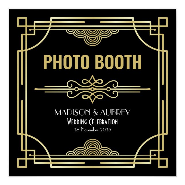 Signe Art Déco Mariage Photo Booth Gold Black Part (Devant)