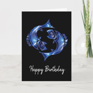 SIGNE Bleu Pisces Carte Anniversaire