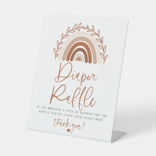 Signe Boho Rainbow Diaper Raffle pour Baby shower (Recto)