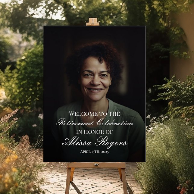 Signe de bienvenue de la fête de retraite avec pho (Créateur téléchargé)