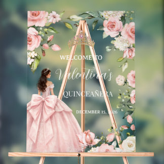 Signe de bienvenue pour 15 ans, aquarelle florale