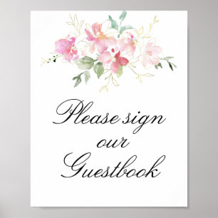 signe de livre d'or mariage à fleurs rose