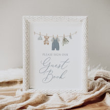 Signe de livre d'or pour vêtements de bébé bleu bo