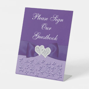 SIGNE DE Mariage Floral Blanc Violet IMPRIMÉ