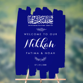 Signe de Nikkah en peinture pinceau bleu royal en