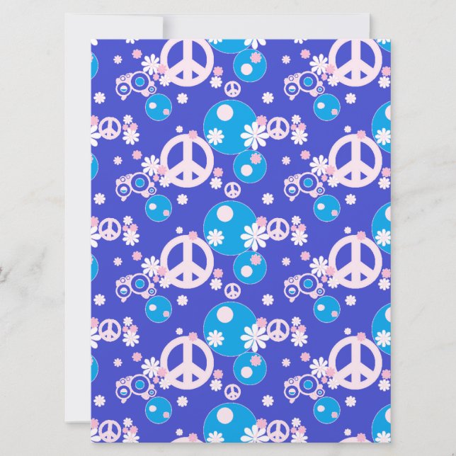 signe de paix bleu boho invitations de mariage (Devant)