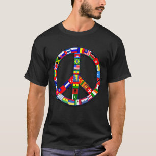 Signe de paix fait de T-shirts de drapeaux,