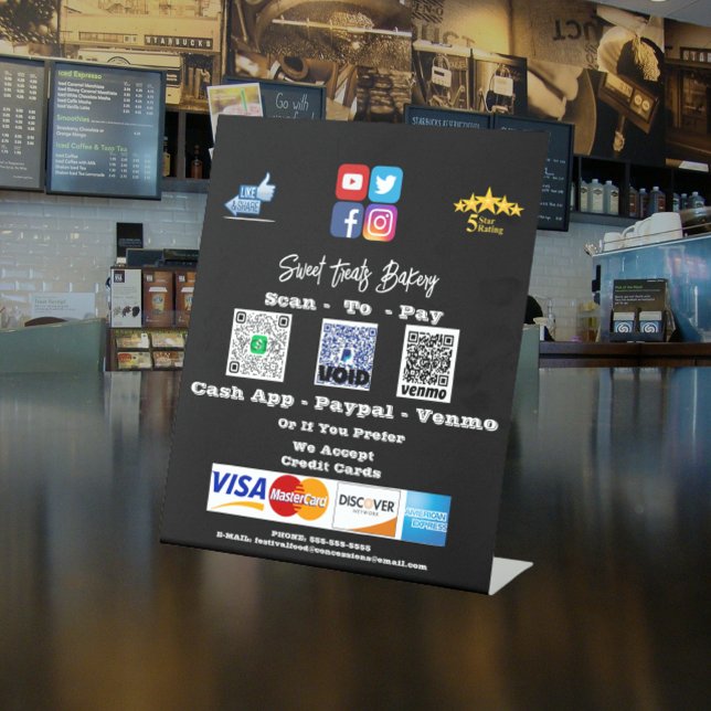 Signe de pupitre du code QR du paiement de l'analy (Scan Me Payment QR Code Pedestal Sign)