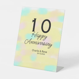 Signe De Table 10 wedding anniversary yellow pastel name retro bo