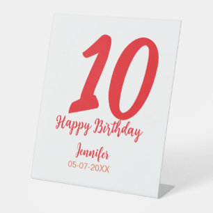 Signe De Table 10e anniversaire ajouter nom date année rouge modè