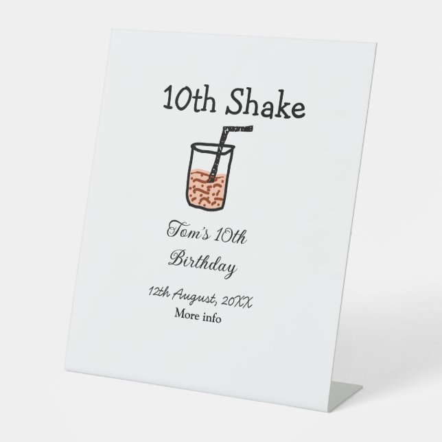 Signe De Table 10e Shake 10e anniversaire heureux milkshake scrib (Recto)