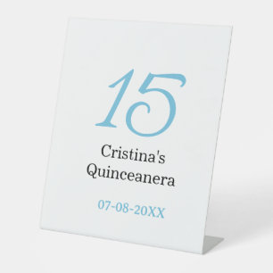 Signe De Table 15e anniversaire de quinceanera bleu noir lettre n