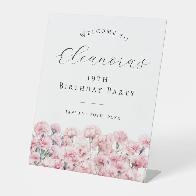 Signe De Table 19th Birthday Party January Birth Flower Welcome (Recto)