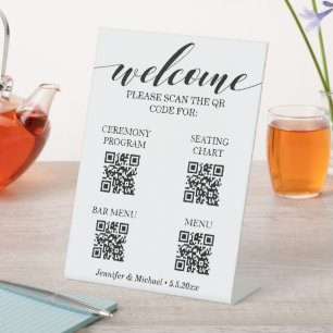 Signe De Table 4 en 1 cérémonie&assise tableau&barre menu code qr