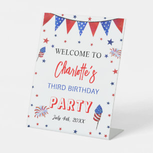 Signe De Table 4 juillet Anniversaire, enseigne de bienvenue
