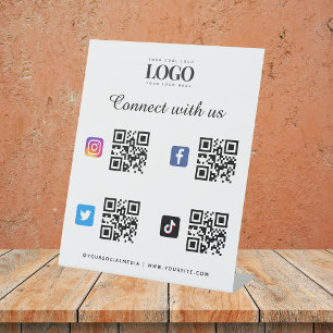 Signe De Table 4 Social Media Qr Code Scan Logo TikTok Instagram