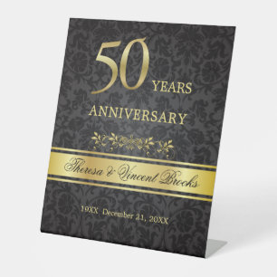 Signe De Table 50e anniversaire du Mariage Black Gold