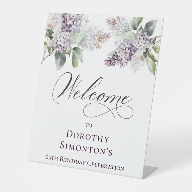 Signe De Table 65e anniversaire Purple Lilac Spring Flower Welcom (Recto)