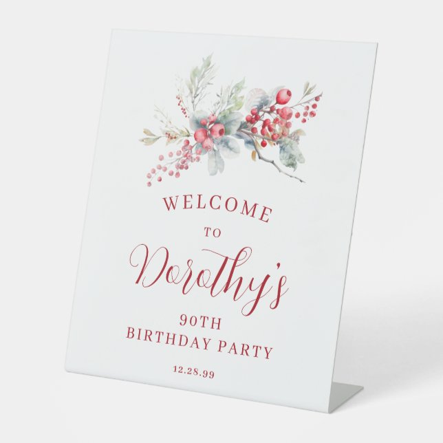 Signe De Table 90e anniversaire Bienvenue hiver Red Berry (Recto)