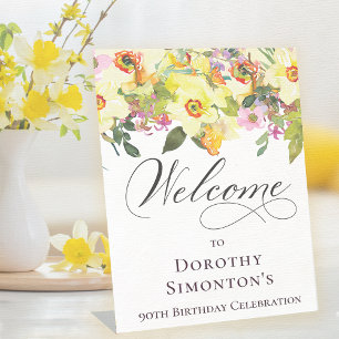 Signe De Table 90e anniversaire Jaune Daffodil Fleur sauvage Bien