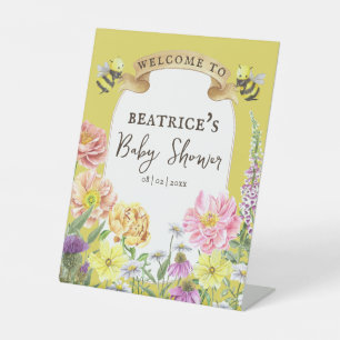 Signe De Table Abeille jaune et Baby shower Fleur sauvage Bienven