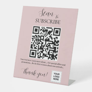 Signe De Table Abonnez-vous au code QR Pink blush