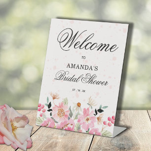 Signe De Table Accueil de brunch de mariage floral rose
