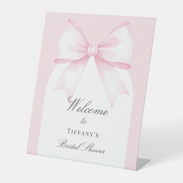 Signe De Table Accueil de la Fête des mariées Bow en ruban rose d (Recto)