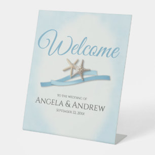 Signe De Table Accueil du Mariage Starfish et Ribbon