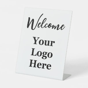 Signe De Table Accueil Élégant Votre Logo Ici Marque Blanc