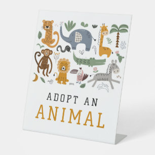 Signe De Table Adopter Un Animal Deux Animaux Sauvages Anniversai